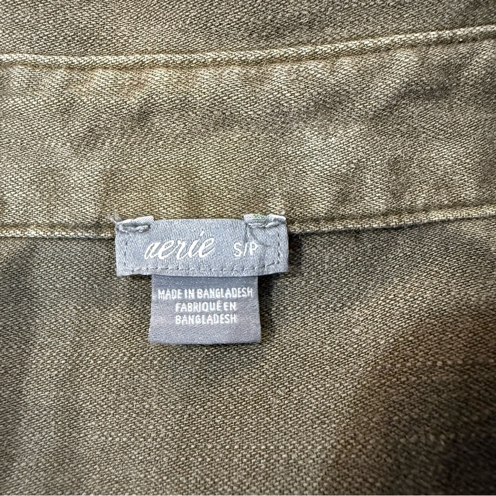 Aerie Oversized Button Down Boyfriend Shirt Women’s Small Army Green 100% Cotton - Picture 5 of 7